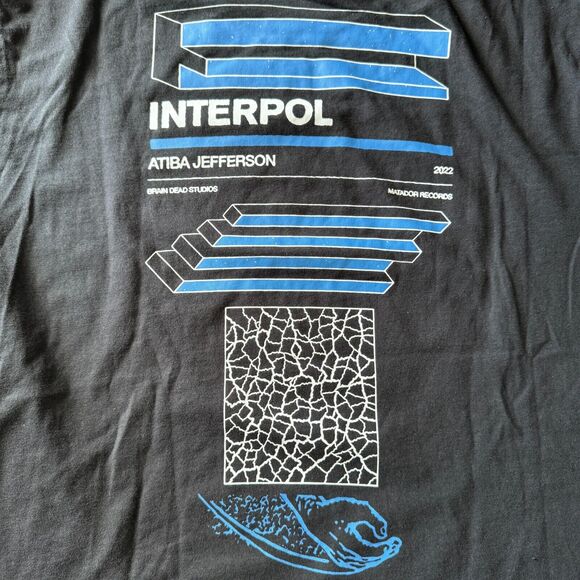 Brain Dead Studios Interpol x Atiba Jefferson Black Rock Band T-Shirt Medium - Picture 6 of 6